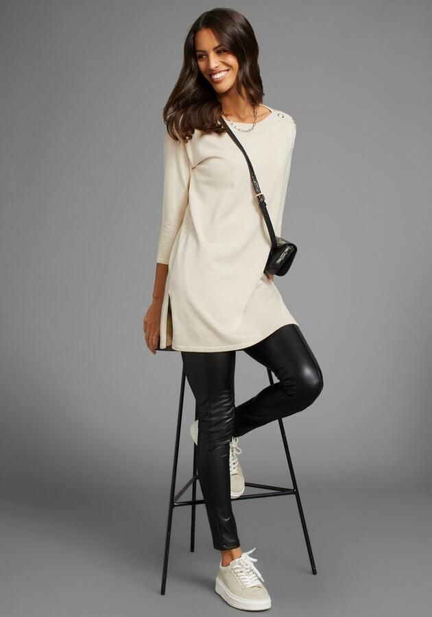 Laura Scott Gebreide trui met 3 4 mouwen en klinknageldetail - Foto 4