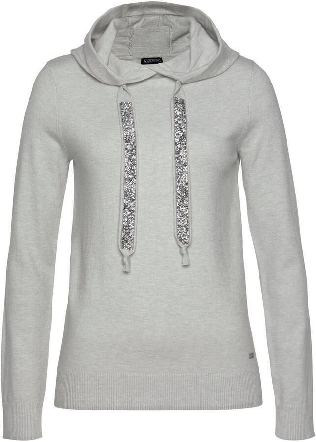 Laura Scott Gebreide trui met capuchon en glinsterende banden