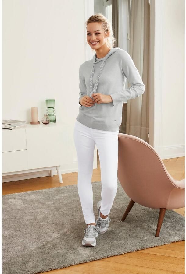 Laura Scott Gebreide trui met capuchon en glinsterende banden - Foto 7