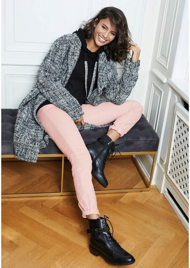 Laura Scott Gebreide trui met capuchon en glinsterende banden - Foto 5