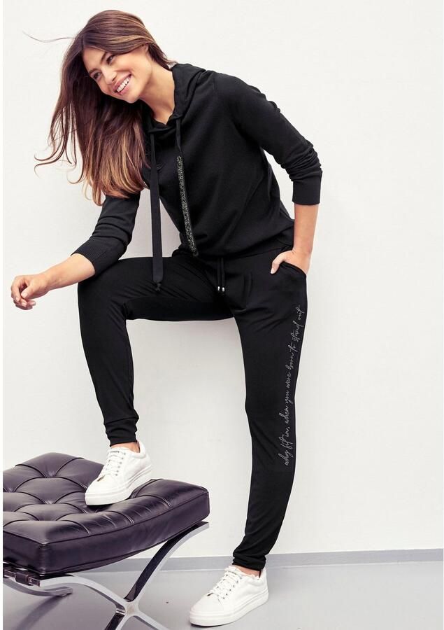 Laura Scott Gebreide trui met capuchon en glinsterende banden - Foto 19