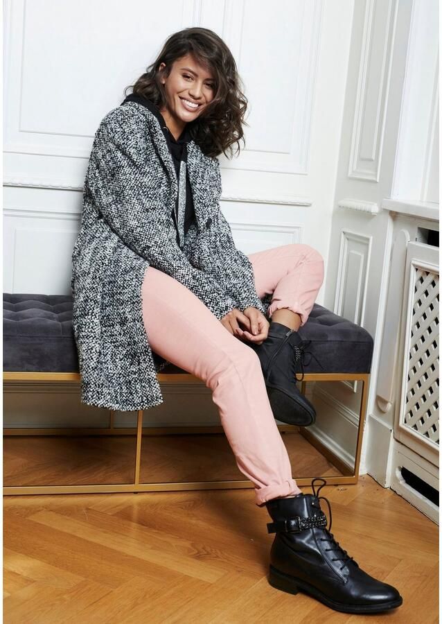 Laura Scott Gebreide trui met capuchon en glinsterende banden - Foto 7