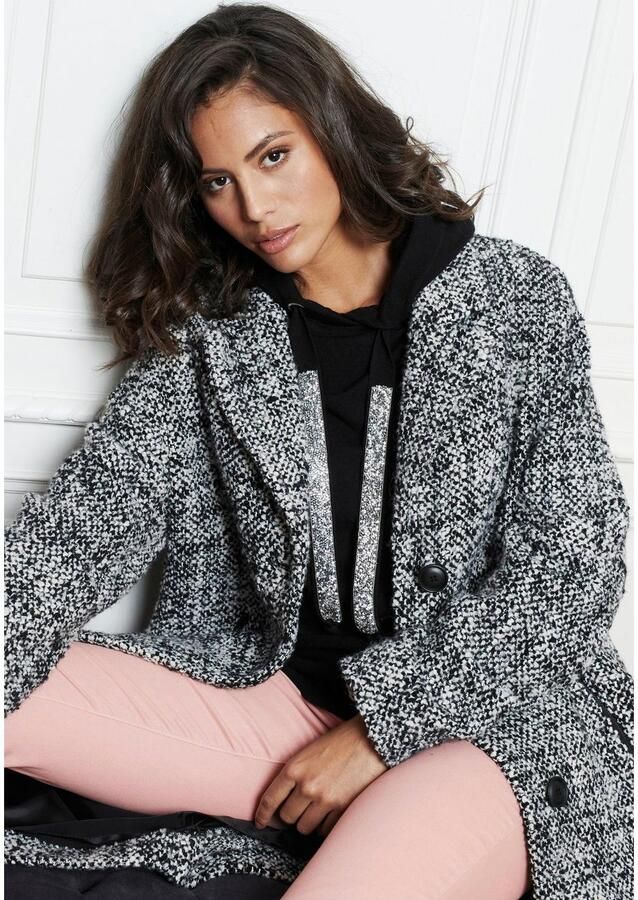 Laura Scott Gebreide trui met capuchon en glinsterende banden - Foto 12