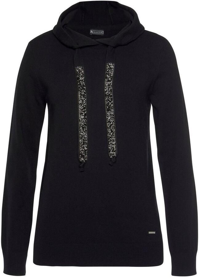 Laura Scott Gebreide trui met capuchon en glinsterende banden