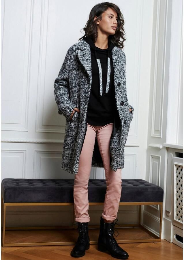 Laura Scott Gebreide trui met capuchon en glinsterende banden - Foto 16