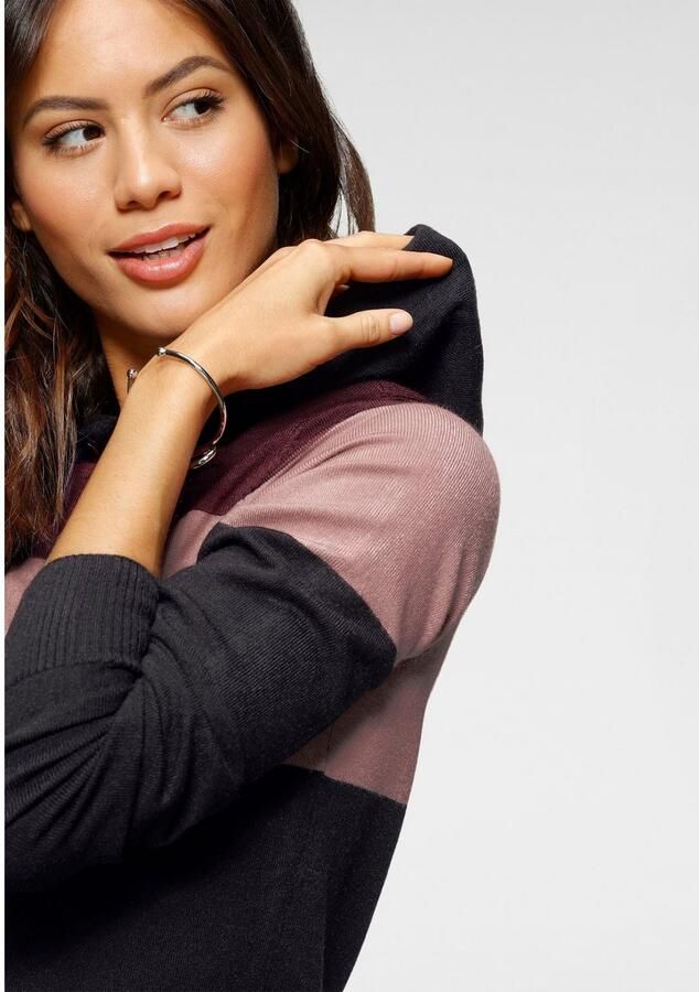 Laura Scott Gebreide trui met capuchon en glinsterende banden - Foto 2