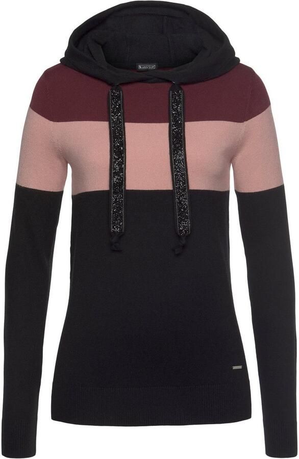 Laura Scott Gebreide trui met capuchon en glinsterende banden - Foto 8