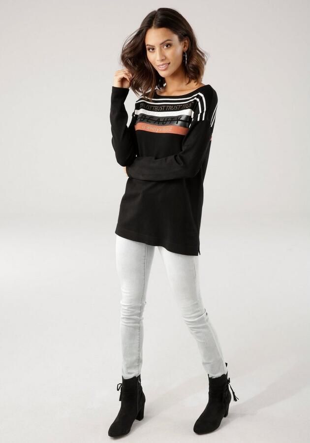 Laura Scott Gebreide trui met een streepdessin en glinstersteentjes - Foto 5