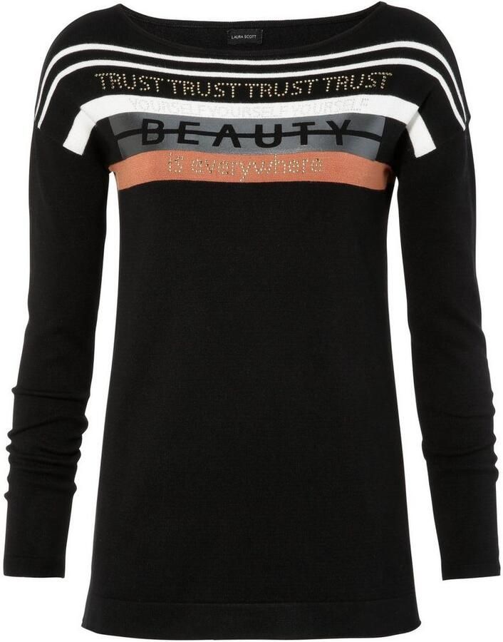 Laura Scott Gebreide trui met een streepdessin en glinstersteentjes