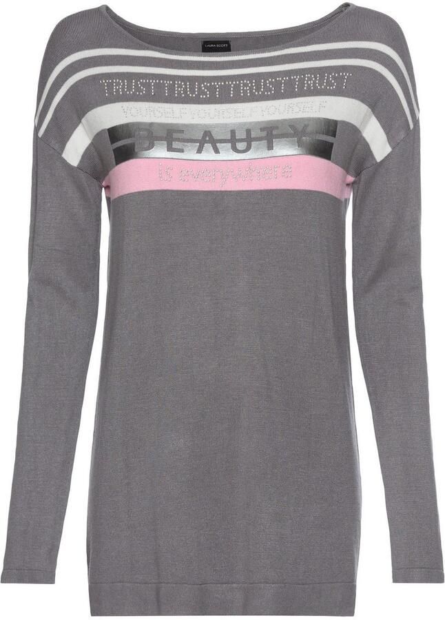 Laura Scott Gebreide trui met een streepdessin en glinstersteentjes