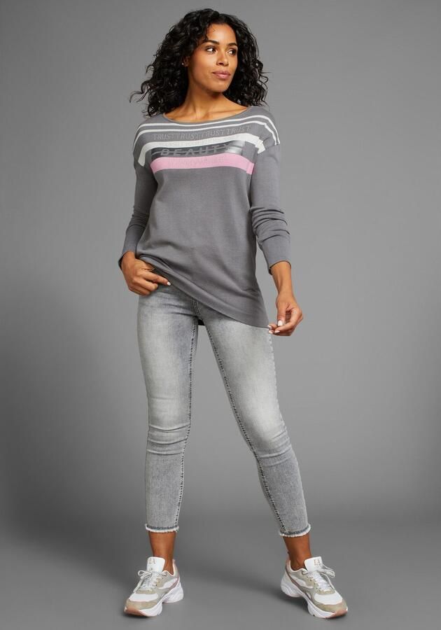 Laura Scott Gebreide trui met een streepdessin en glinstersteentjes - Foto 5