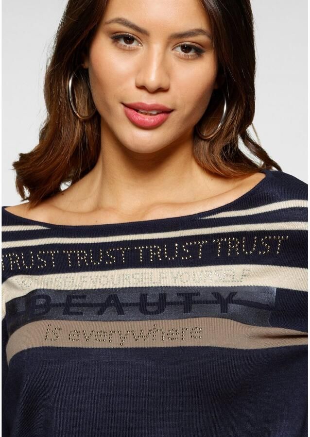 Laura Scott Gebreide trui met een streepdessin en glinstersteentjes - Foto 2