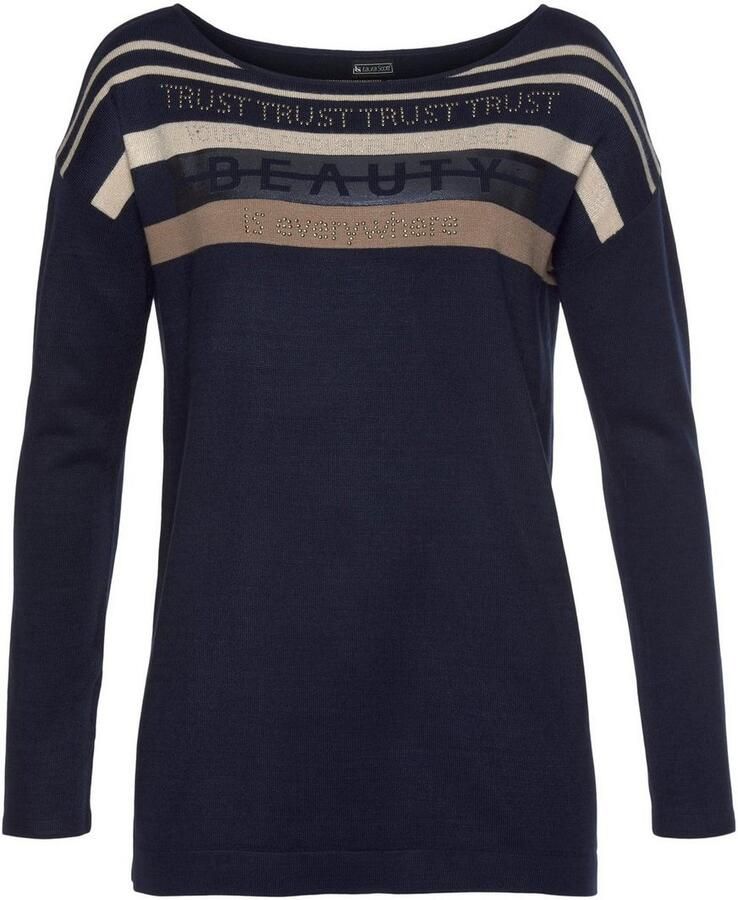 Laura Scott Gebreide trui met een streepdessin en glinstersteentjes