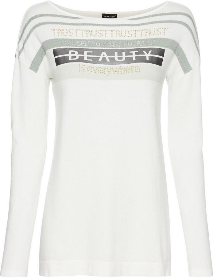 Laura Scott Gebreide trui met een streepdessin en glinstersteentjes