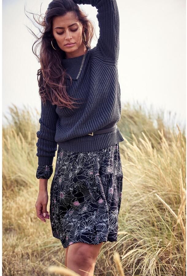 Laura Scott Jerseyjurk met filigraan bloemenprint