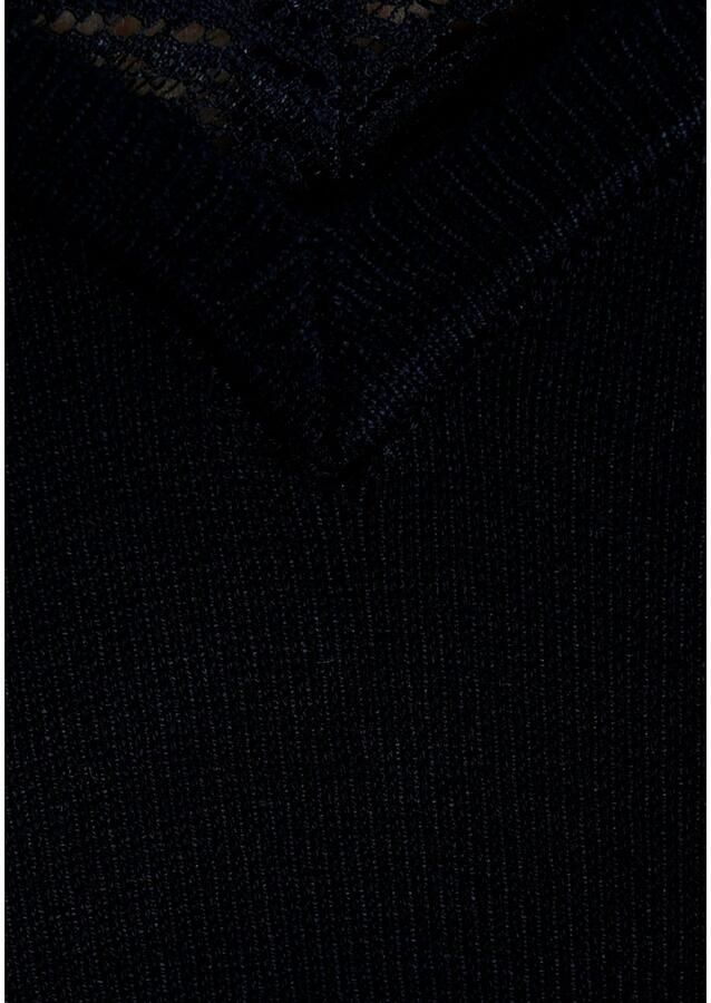 Laura Scott Gebreide trui met kant bezette v-hals