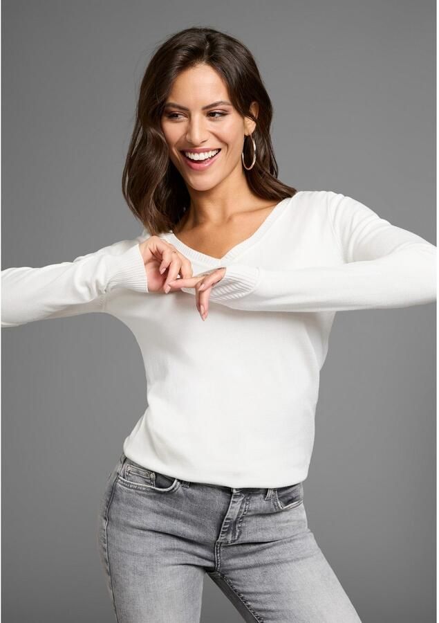 Laura Scott Gebreide trui met kant in de ruguitsnijding - Foto 3