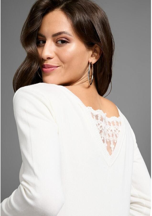 Laura Scott Gebreide trui met kant in de ruguitsnijding - Foto 2