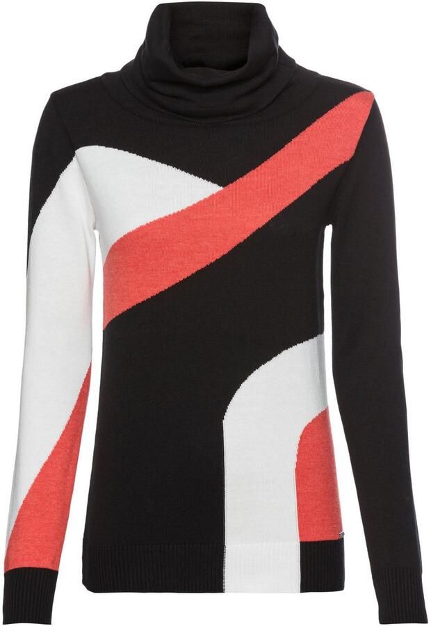 Laura Scott Gebreide trui met rolkraag en colorblock design - Foto 5