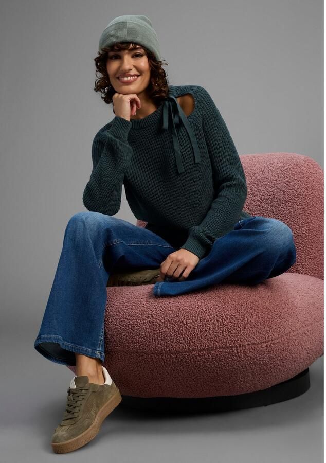 Laura Scott Gebreide trui Overgangstrui met strikdetail en Cut Out NIEUWE COLLECTIE - Foto 3