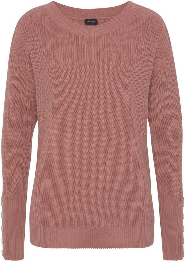 Laura Scott Gebreide trui Overgangstrui van grof breisel met sierknopen