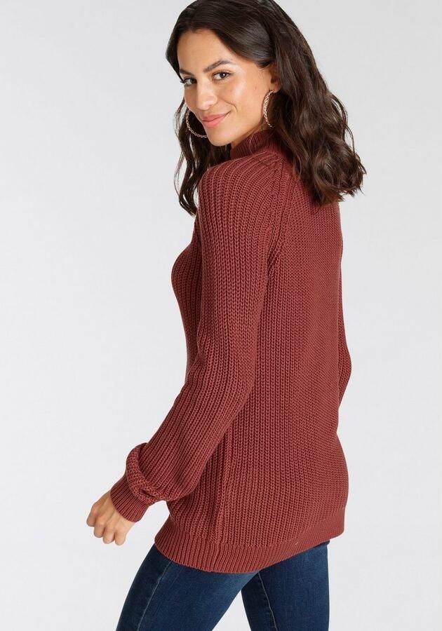 Laura Scott Gebreide trui van grofbreisel met opstaande kraag - Foto 4