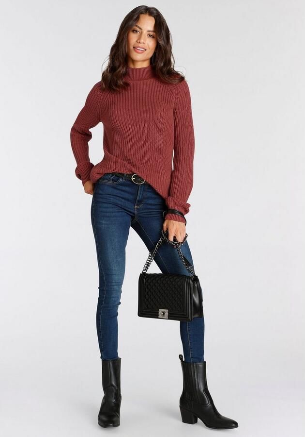 Laura Scott Gebreide trui van grofbreisel met opstaande kraag - Foto 5