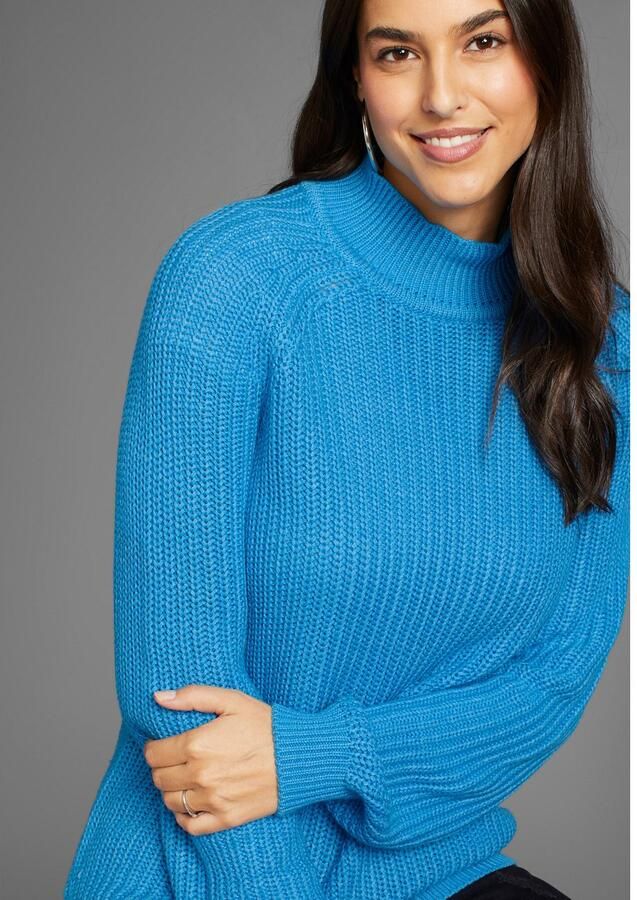 Laura Scott Gebreide trui van grofbreisel met opstaande kraag