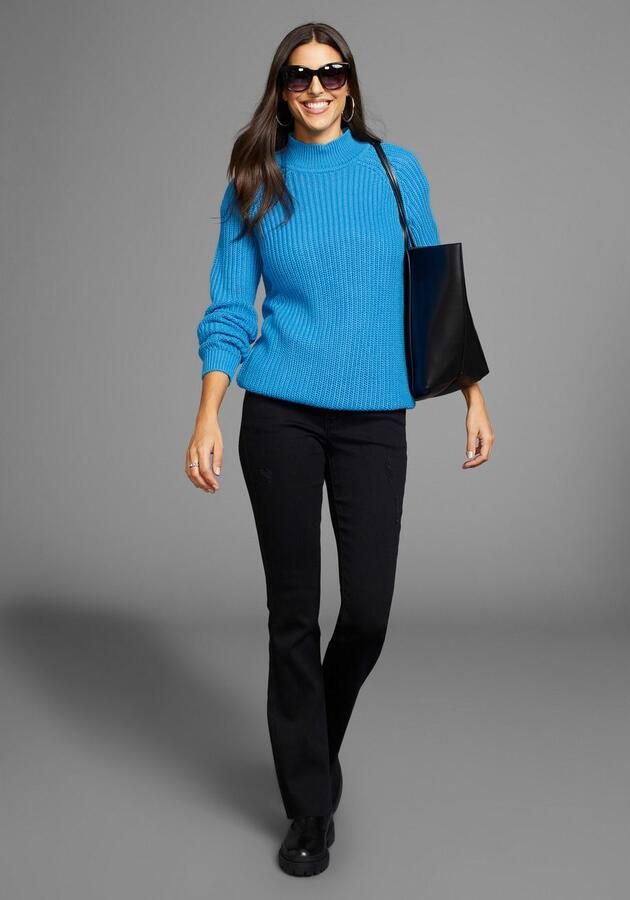 Laura Scott Gebreide trui van grofbreisel met opstaande kraag - Foto 4