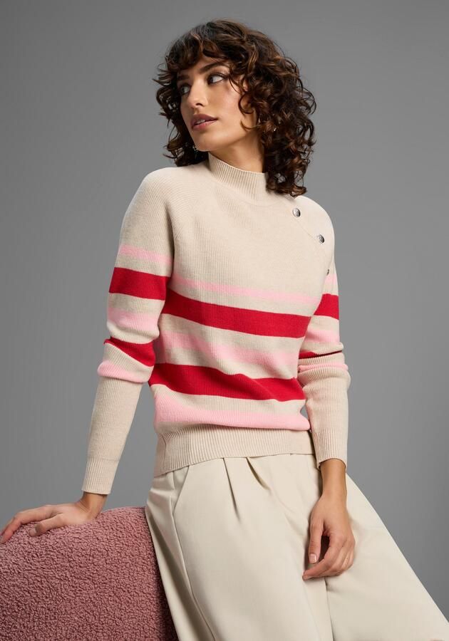 Laura Scott Gebreide trui Winterbreisel met trendy streepdesign en knopen NIEUWE COLLECTIE - Foto 6