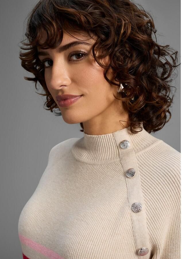 Laura Scott Gebreide trui Winterbreisel met trendy streepdesign en knopen NIEUWE COLLECTIE - Foto 3