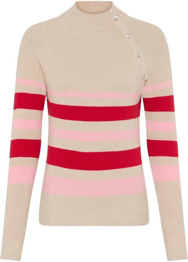 Laura Scott Gebreide trui Winterbreisel met trendy streepdesign en knopen NIEUWE COLLECTIE