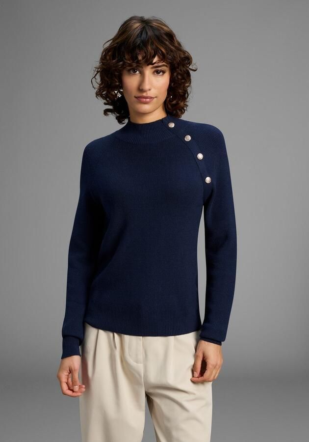 Laura Scott Gebreide trui zacht winterbreisel met knoopdetail en opstaande kraag - Foto 2