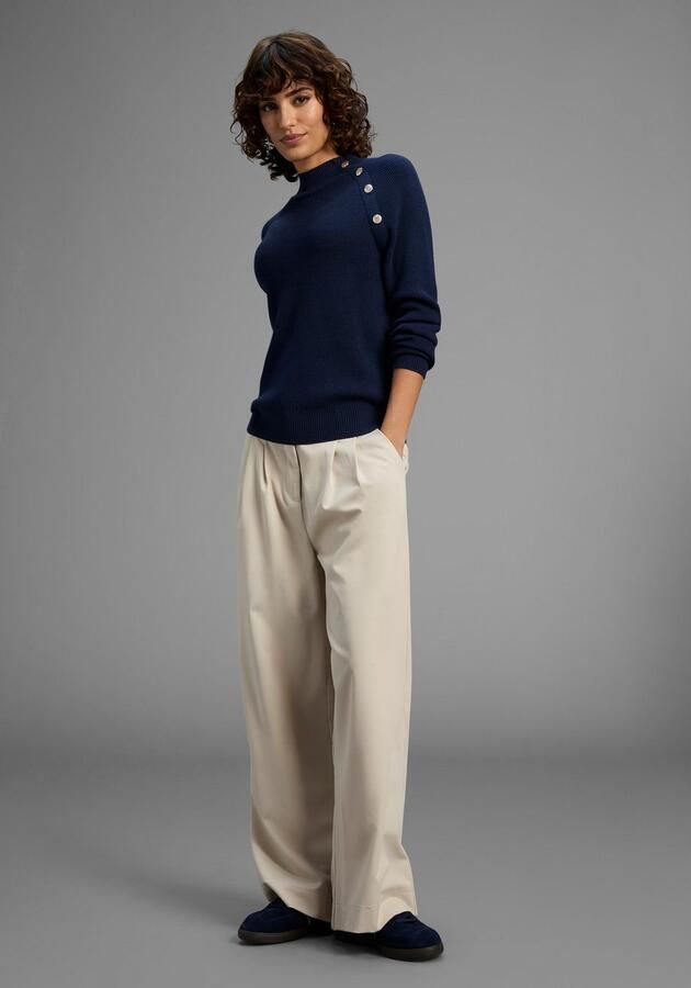 Laura Scott Gebreide trui zacht winterbreisel met knoopdetail en opstaande kraag - Foto 4