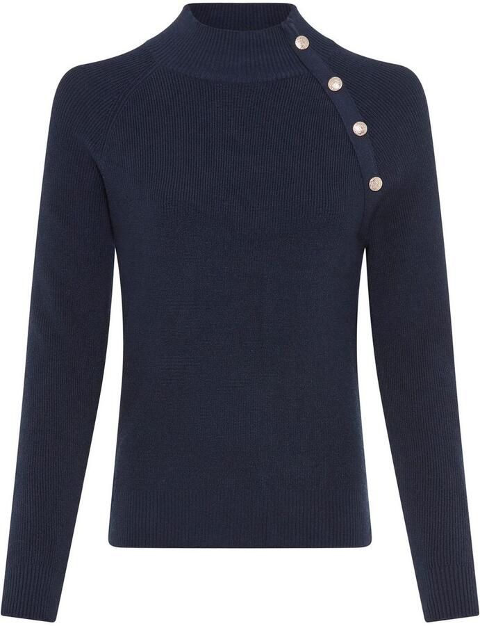 Laura Scott Gebreide trui zacht winterbreisel met knoopdetail en opstaande kraag