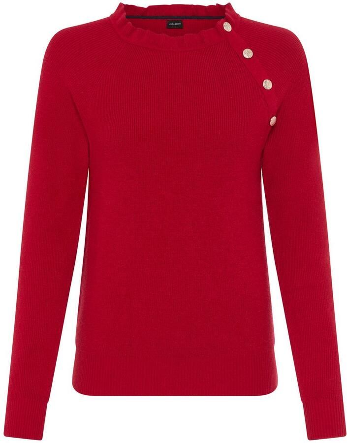 Laura Scott Gebreide trui zacht winterbreisel met kraag en knopen nieuwe collectie