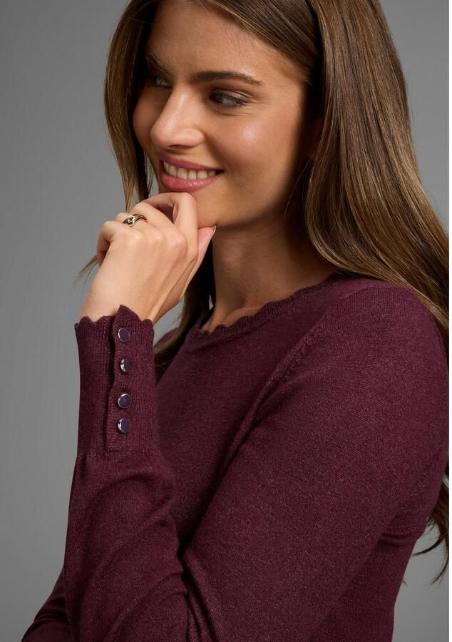 Laura Scott Gebreide trui zachte fijn breisel met vrouwelijke golvende rand - Foto 2