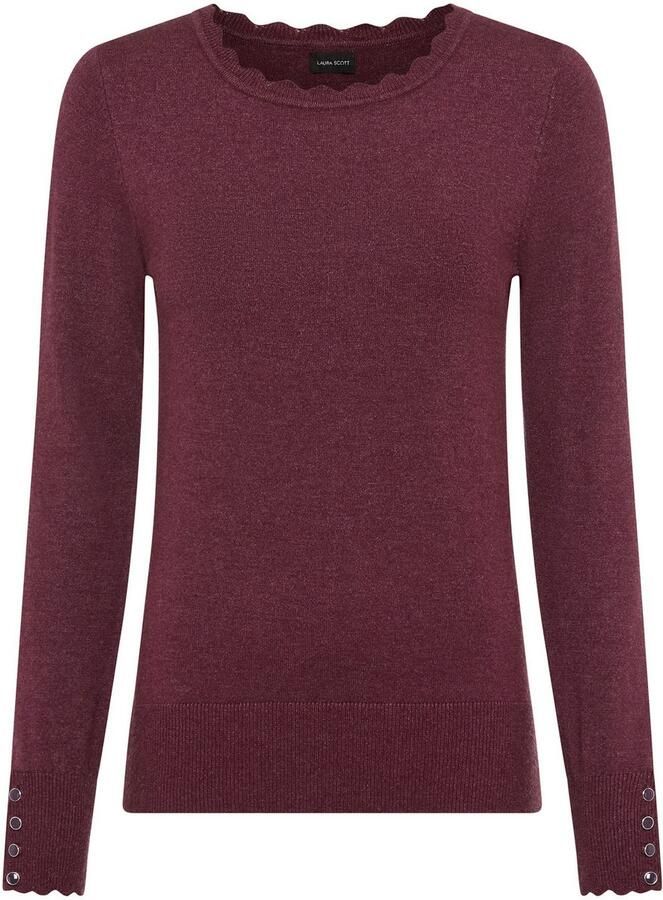 Laura Scott Gebreide trui zachte fijn breisel met vrouwelijke golvende rand