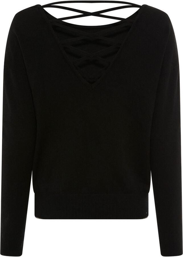 Laura Scott Gebreide trui zachte overgangsbreisel met vrouwelijke veterdetails