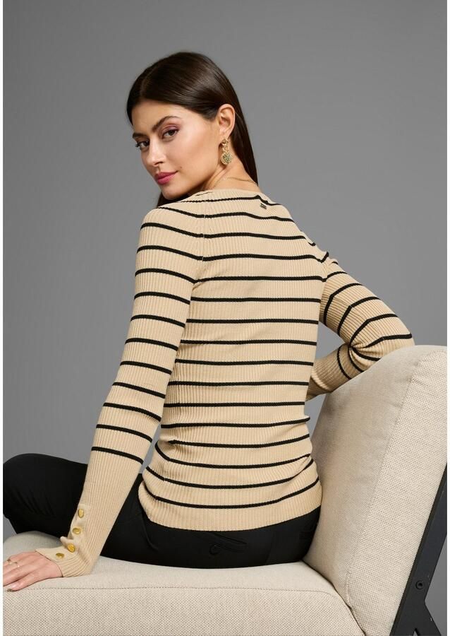 Laura Scott Gestreepte trui met golvende halslijn - Foto 2