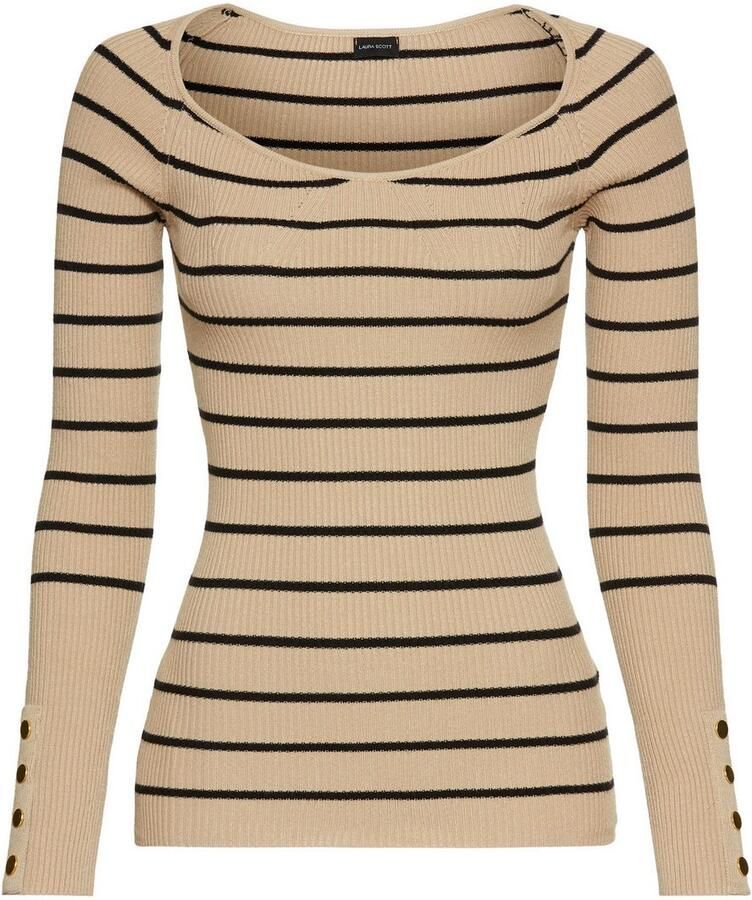 Laura Scott Gestreepte trui met golvende halslijn