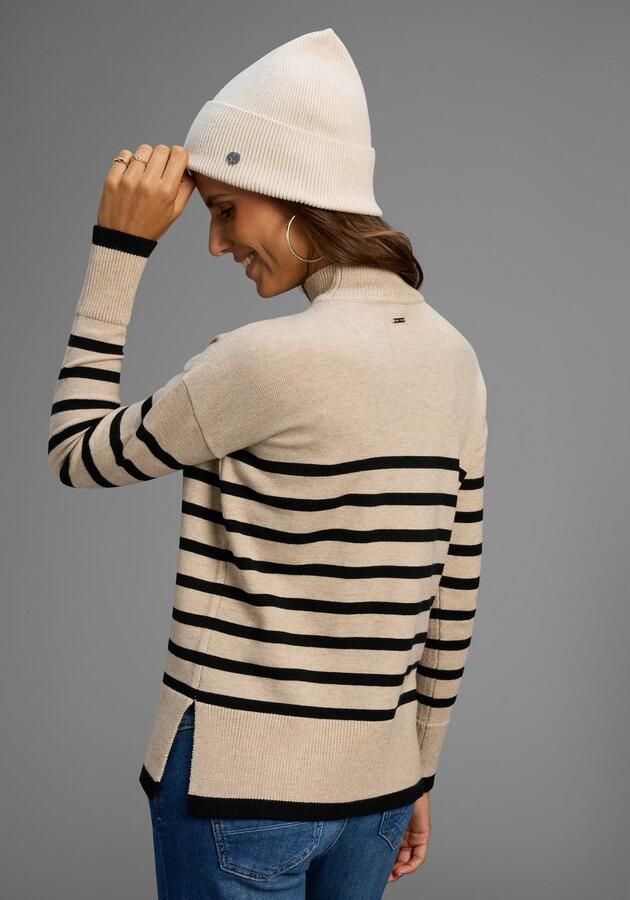 Laura Scott Gestreepte trui zacht winterbreisel met zijspliten nieuwe collectie - Foto 3