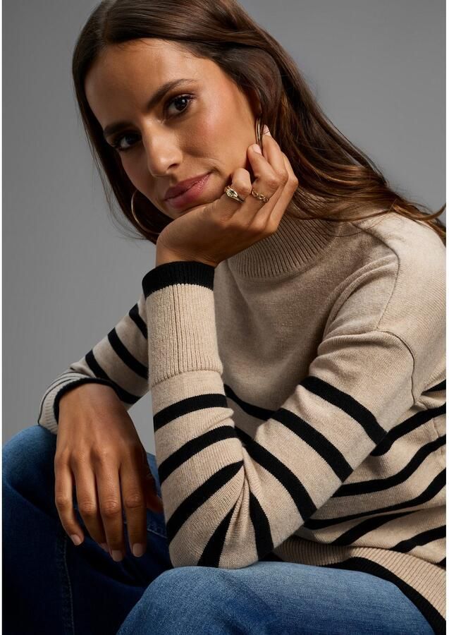 Laura Scott Gestreepte trui zacht winterbreisel met zijspliten nieuwe collectie - Foto 2