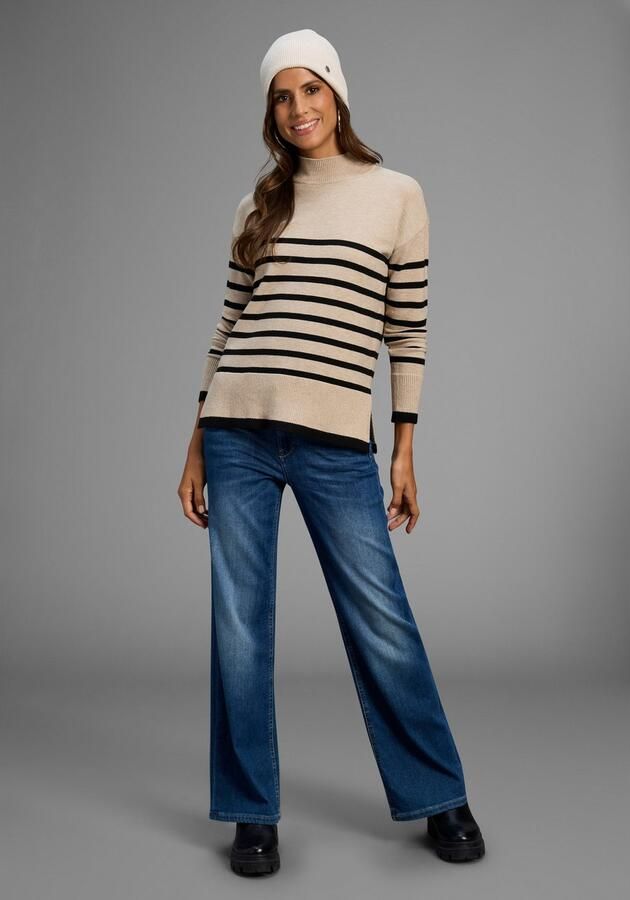 Laura Scott Gestreepte trui zacht winterbreisel met zijspliten nieuwe collectie - Foto 4