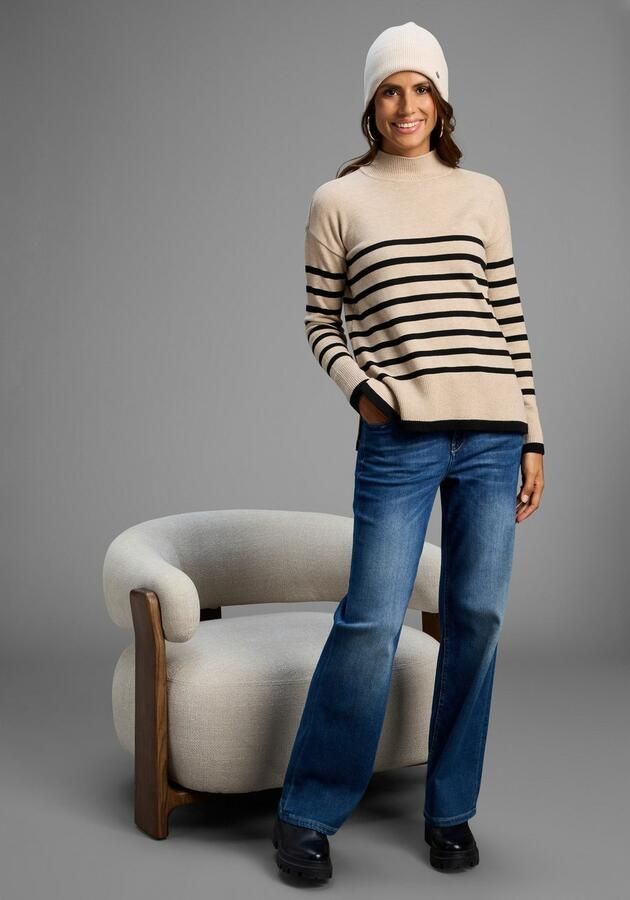 Laura Scott Gestreepte trui zacht winterbreisel met zijspliten nieuwe collectie - Foto 5