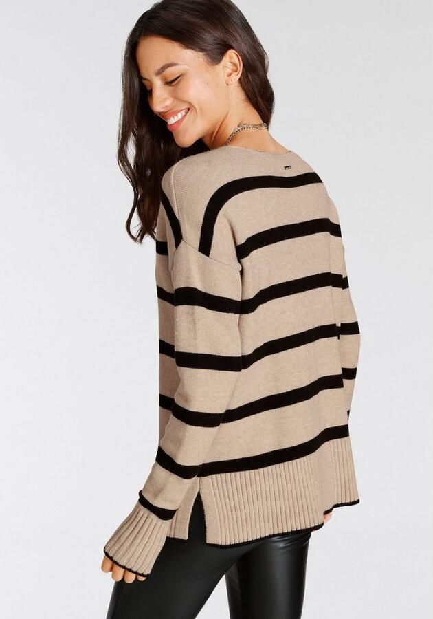 Laura Scott Gestreepte trui zachte overgangsbreisel met v-hals in casual pasvorm - Foto 4