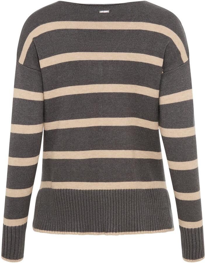 Laura Scott Gestreepte trui zachte overgangsbreisel met v-hals in casual pasvorm