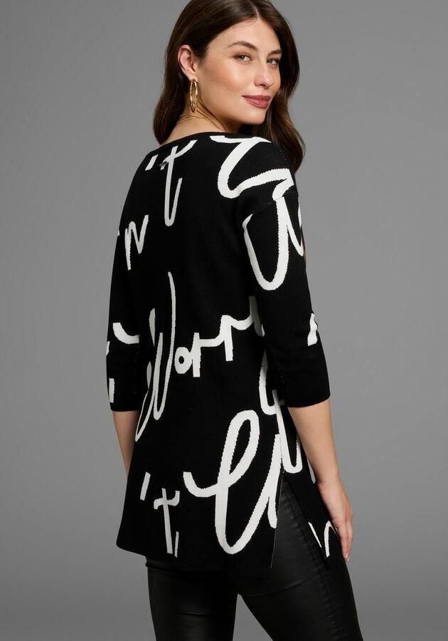 Laura Scott Jacquardtrui Fijn gebreide trui met vrouwelijke Lettering - Foto 2