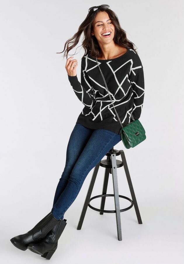 Laura Scott Jacquardtrui met ronde halslijn en modieus patroon - Foto 5