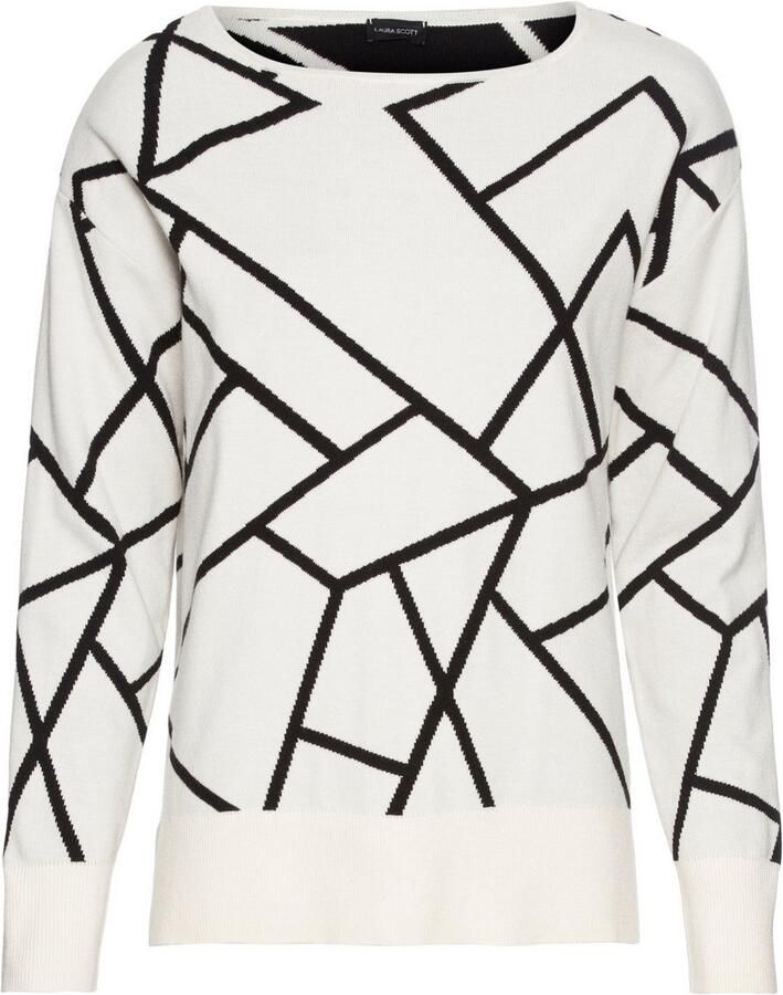Laura Scott Jacquardtrui met ronde halslijn en modieus patroon